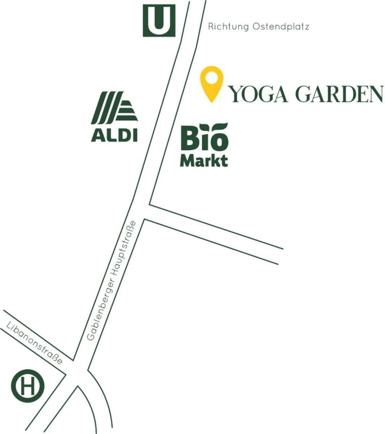 Karte mit dem Standort von Yoga Garden mit näherer Umgebung